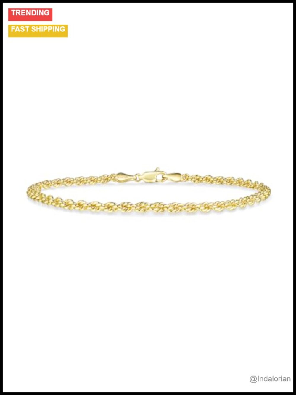 HIKARITO 14K Gold Filled Twisted Rope Chain Bracelet 3.2mm Braided Link Non